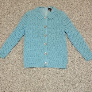 Sidney Gould Millaine Women's Blue Cardigan Sweater. Acrylic/Mohair Small